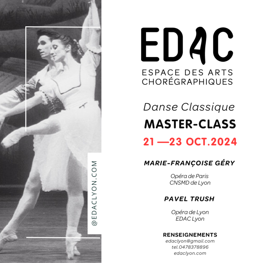 Stage de danse classique Master-Classe vacances automne Octobre 2024 Opéra de Lyon Opéra de Paris Conservatoire de Lyon CNSMD de Paris CNSMD de Lyon danse classique variations concours école de danse à lyon ballet pointes studio de danse formation danse études